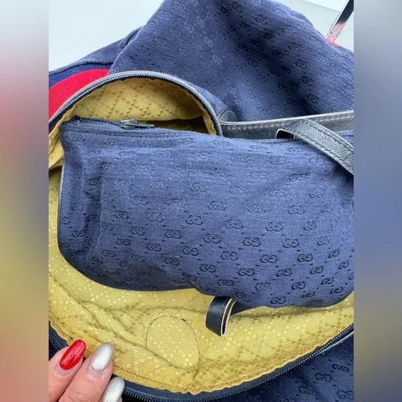 Gucci-Authentic-Vintage Micro G Denim Canvas Bubble Bag w Pouch -Rare UNICORN!! - Picture 7 of 14